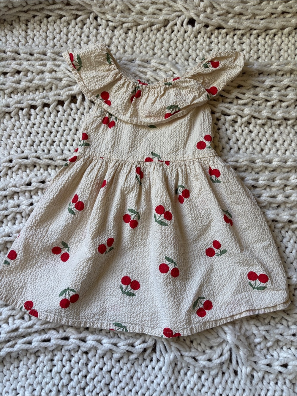 H&M Cream Dress with Red Cherry Print